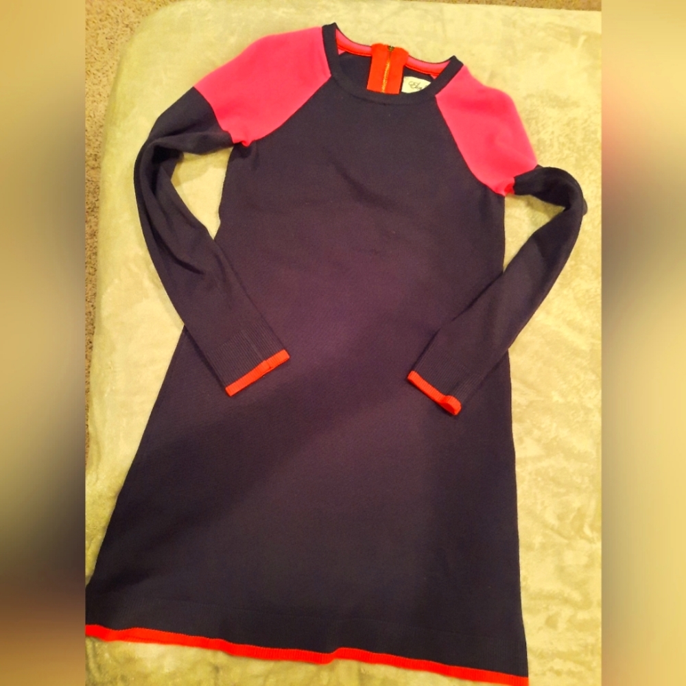 Navy blue, light sweater dress size small.